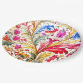 Fancy Florentijns ontwerp Waterverf bladeren Papieren Bordje (Gekanteld)