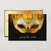 Fancy Flourish Gold Masquerade Mariage Invitation (Devant / Derrière)