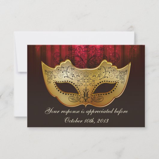 Fancy Flourish Invitation de Mariage Mascarade Gol (Devant)