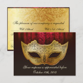 Fancy Flourish Invitation de Mariage Mascarade Gol (Devant / Derrière)