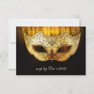 Fancy Flourish Invitation de mariage masqué or