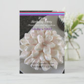 Fancy Flower Cupcakes Anniversaire Fête Invitation (Debout devant)