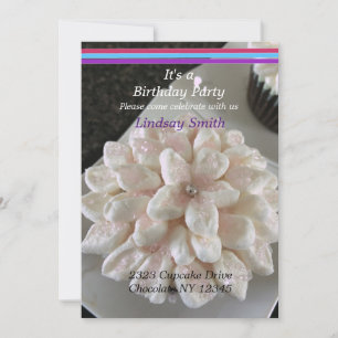 Fancy Flower Cupcakes Anniversaire Fête Invitation