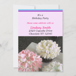 Fancy Flower Cupcakes Anniversaire Fête Invitation