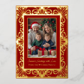 Fancy Foil Cartes de Noël 2 Photos Holiday Red (Recto)