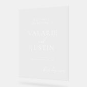 Fancy Font Clear Welcome Wedding White Text Acryl Bord (Hoek)
