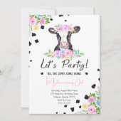 Fancy Font Koe Verjaardagsuitnodiging Kaart (Voorkant)