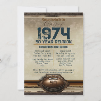 Fancy Football 50 jaar High School Reunion Kaart
