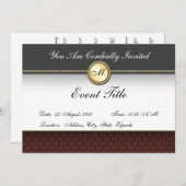 Fancy Formele uitnodiging van het Monogram van de (Voorkant / Achterkant)