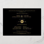 Fancy Frame Flowers Be our Guest Black Wedding Folie Uitnodiging (Achterkant)