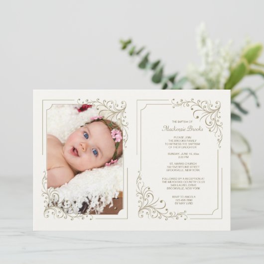Fancy Frame Photo Invitation Double (Debout devant)