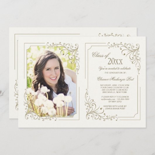 Fancy Frame Photo Invitation Double (Devant / Derrière)