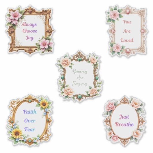 Fancy Frames Affirmations Sticker Sheet (Devant)