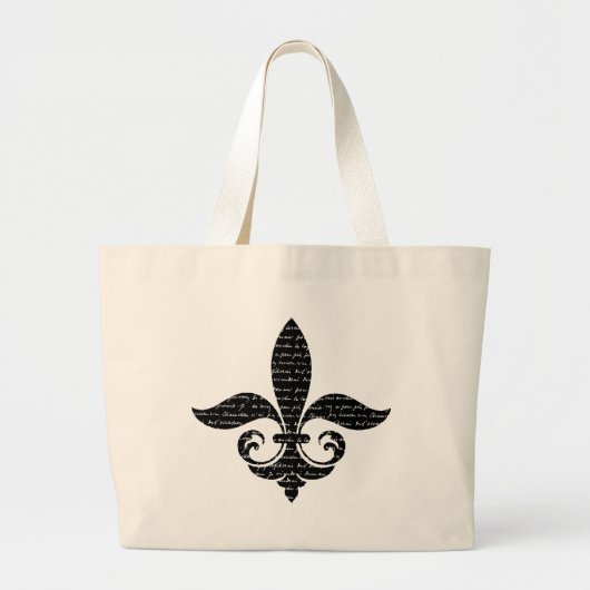 Fancy Frans Fleur De Lis met Frans Script Grote Tote Bag (Voorkant)