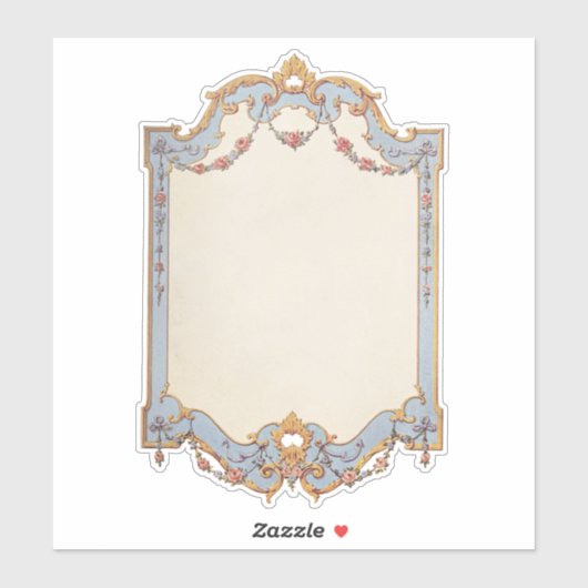 Fancy Frans  Lijst Blue Gold Scroll Roos Sticker (Vel)