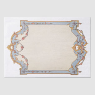 Fancy Frans Lijst Blue Gold Scroll Roos Tissuepapier