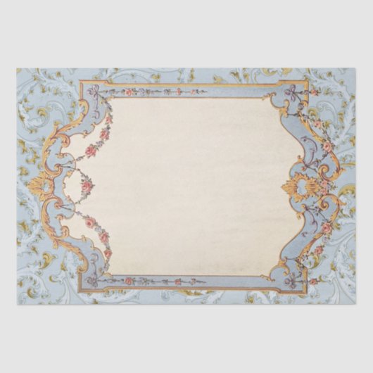 Fancy Frans  Lijst Blue Gold Scroll Roos Tissuepapier (Voorkant)