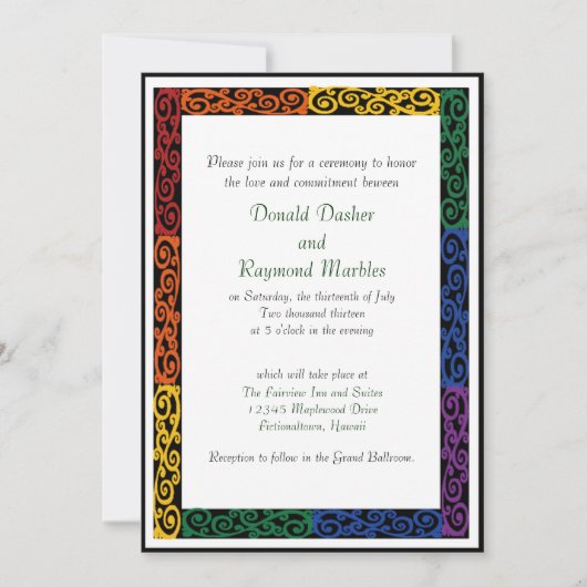 Fancy Gay Pride Custom Commitment-ceremonie uitnod Kaart (Voorkant)