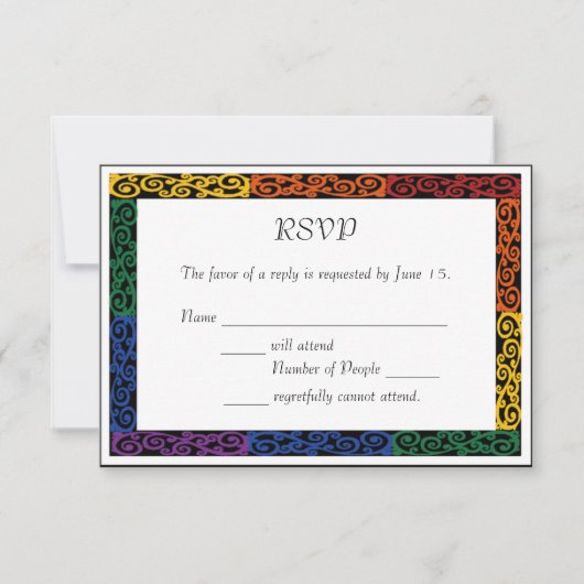 Fancy Gay Pride Custom Commitment Ceremony RSVP Kaartje (Voorkant)