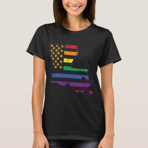 Fancy Gay Pride Mardi Gras Fleur De Lis Map N T-shirt