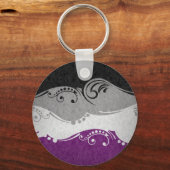 Fancy gedraaide aseksuele vlag sleutelhanger (Voorkant)