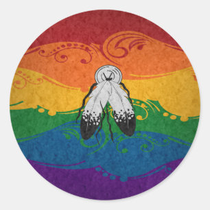 Fancy gedraaide en gedraaide tweeaderige vlag ronde sticker