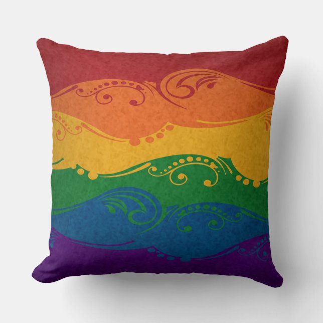 Fancy gedraaide LGBTQ Pride Rainbow Flag Kussen (Voorkant)
