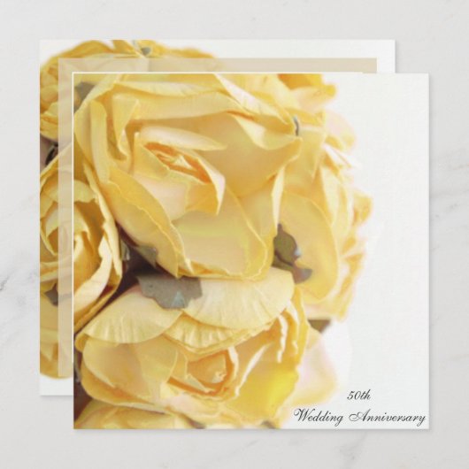 Fancy Gele Rozen Huwelijksjubileum Uitnodiging (Voorkant / Achterkant)