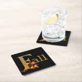 Fancy gespeelde Herfst Word Art Vierkante Kartonnen Onderzetter (Insitu)