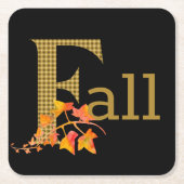 Fancy gespeelde Herfst Word Art Vierkante Kartonnen Onderzetter (Voorkant)