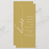 Fancy Gold 4x9 Wedding Drink Menu Card For Plate (Devant / Derrière)