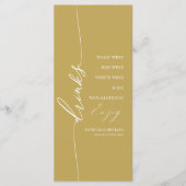 Fancy Gold 4x9 Wedding Drink Menu Card For Plate (Devant)