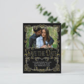 Fancy  Gold & Black Wedding Save the Date Briefkaart (Staand voorkant)