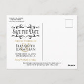Fancy  Gold & Black Wedding Save the Date Briefkaart (Achterkant)
