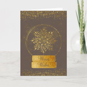Fancy Gold Glitter Snowflake Wereldbol Kerstmis Kaart