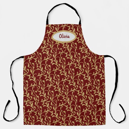 Fancy Gold Leaf Filigree Pattern - Gepersonaliseer Schort (Voorkant)