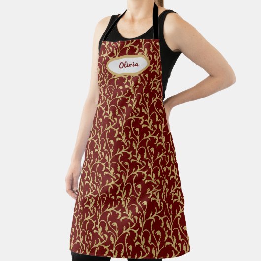 Fancy Gold Leaf Filigree Pattern - Gepersonaliseer Schort (Insitu)