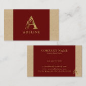 Fancy Gold Letter A-monogram op rood en karton Visitekaartje (Voorkant / Achterkant)
