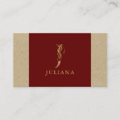 Fancy Gold Letter J-monogram op rood en karton Visitekaartje (Voorkant)