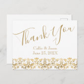 Fancy Gold Lettering Hartelijk dank Briefkaart (Voorkant / Achterkant)