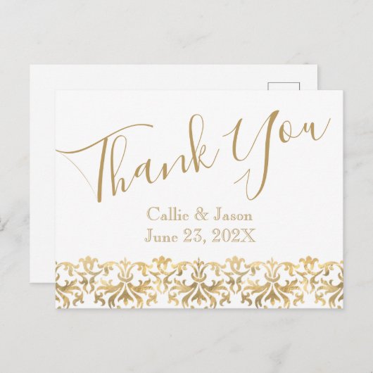 Fancy Gold Lettering Hartelijk dank Briefkaart (Voorkant / Achterkant)