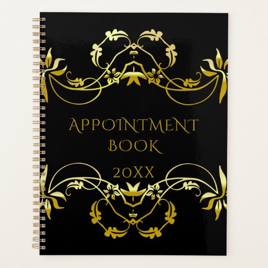Fancy Gold  Lijst op zwart Benoemingboek Planner (Voorkant)