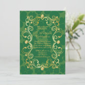 Fancy Gold Shamrock St. Patrick's Party Invitation (Debout devant)