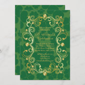 Fancy Gold Shamrock St. Patrick's Party Invitation (Devant / Derrière)