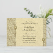 Fancy Gold Vintage Brocade Invitations de mariage (Debout devant)