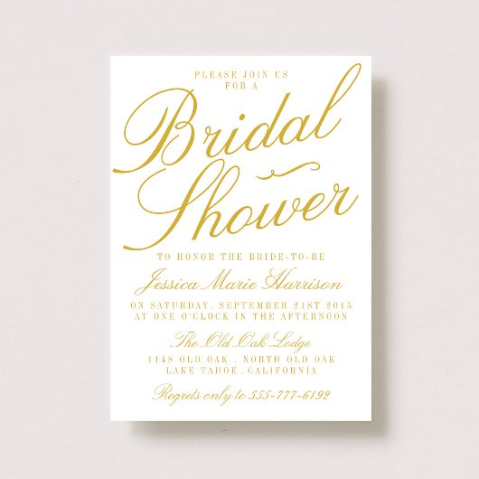 Fancy Gold & White Bridal Shower-uitnodigingen Kaart