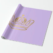 fancy golden crown iconed purple gift  cadeaupapier (Uitgerold)