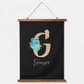 Fancy goud & Aqua Floral Letter G Hangend Wandkleed (Voorkant)