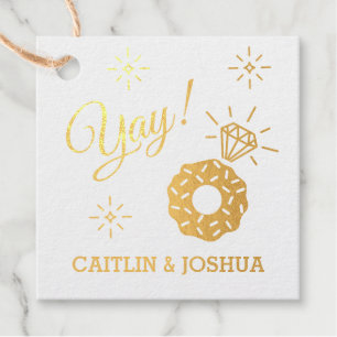 Fancy goud folie DONUT verlovingsring glans Bedankjes Labels
