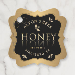 Fancy Gouden Bijen Honingraat op Zwart Honing Labe Bedankjes Labels